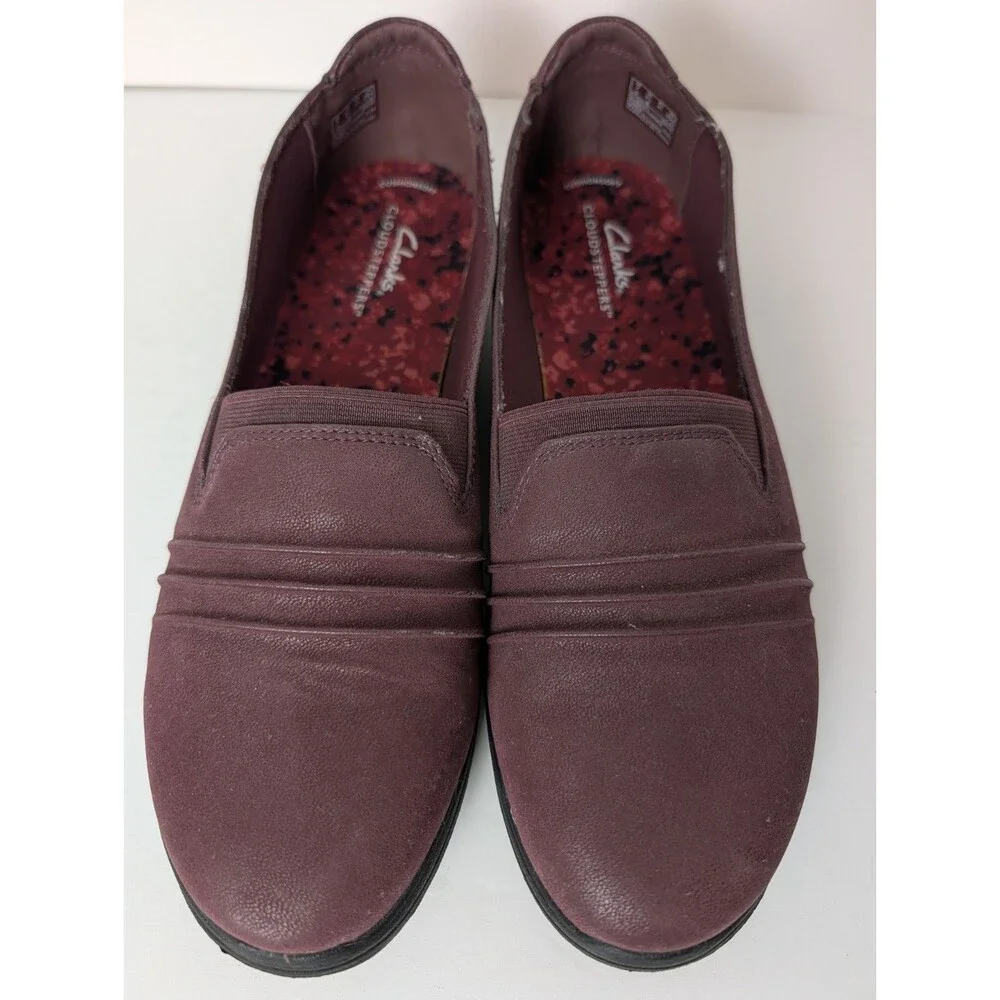 Clarks Cloud Women's Breeze Sol Slip On Flats Shoes Burgundy Size 9.5 M Comfort